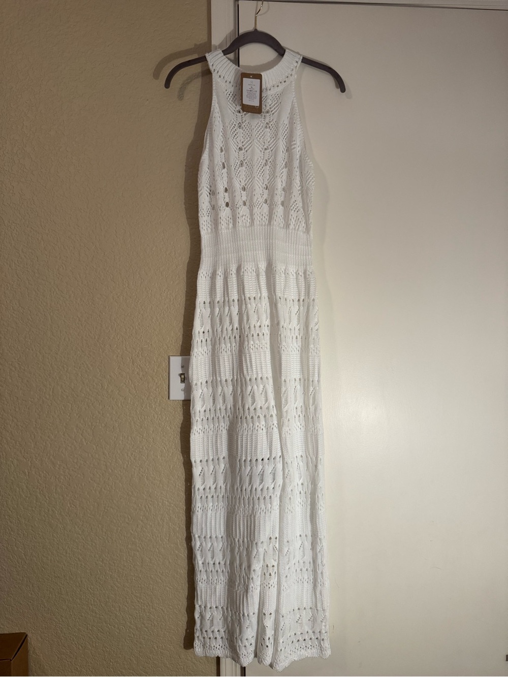 White lace slit cover up dress